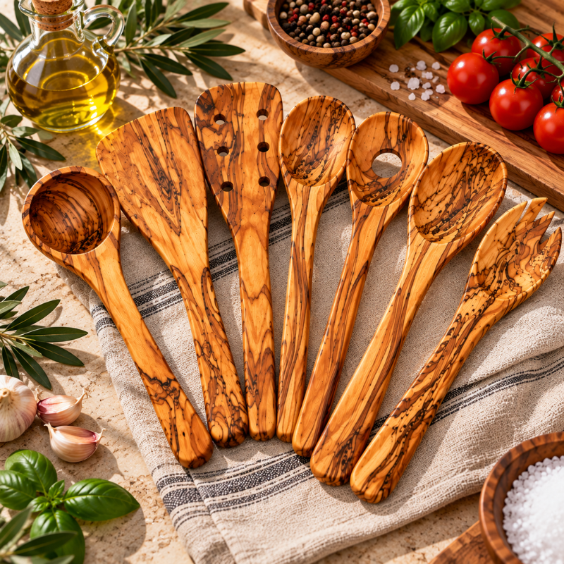 Küchenutensilien-Set aus Olivenholz – 7-teilig