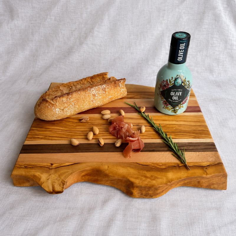 Handmade Olive Wood Cutting Board Athena | 5 Hardwoods