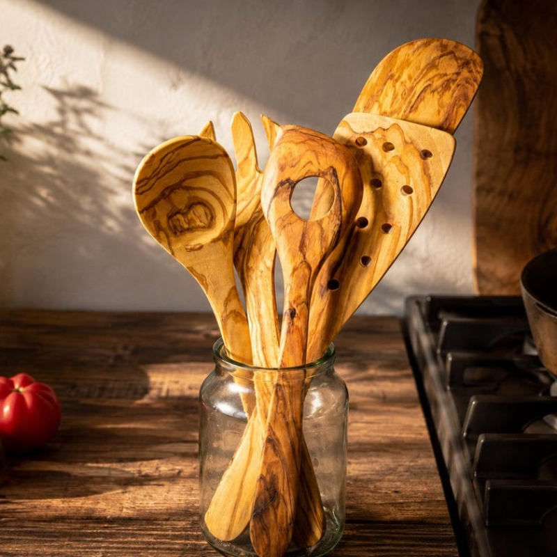 Olivenholz-Küchenutensilien-Set – 5-teilig