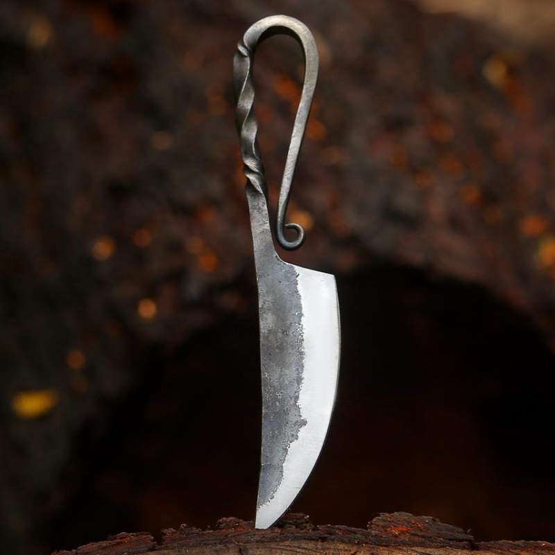 Handgeschmiedetes Besteckset aus Carbonstahl mit Lederetui