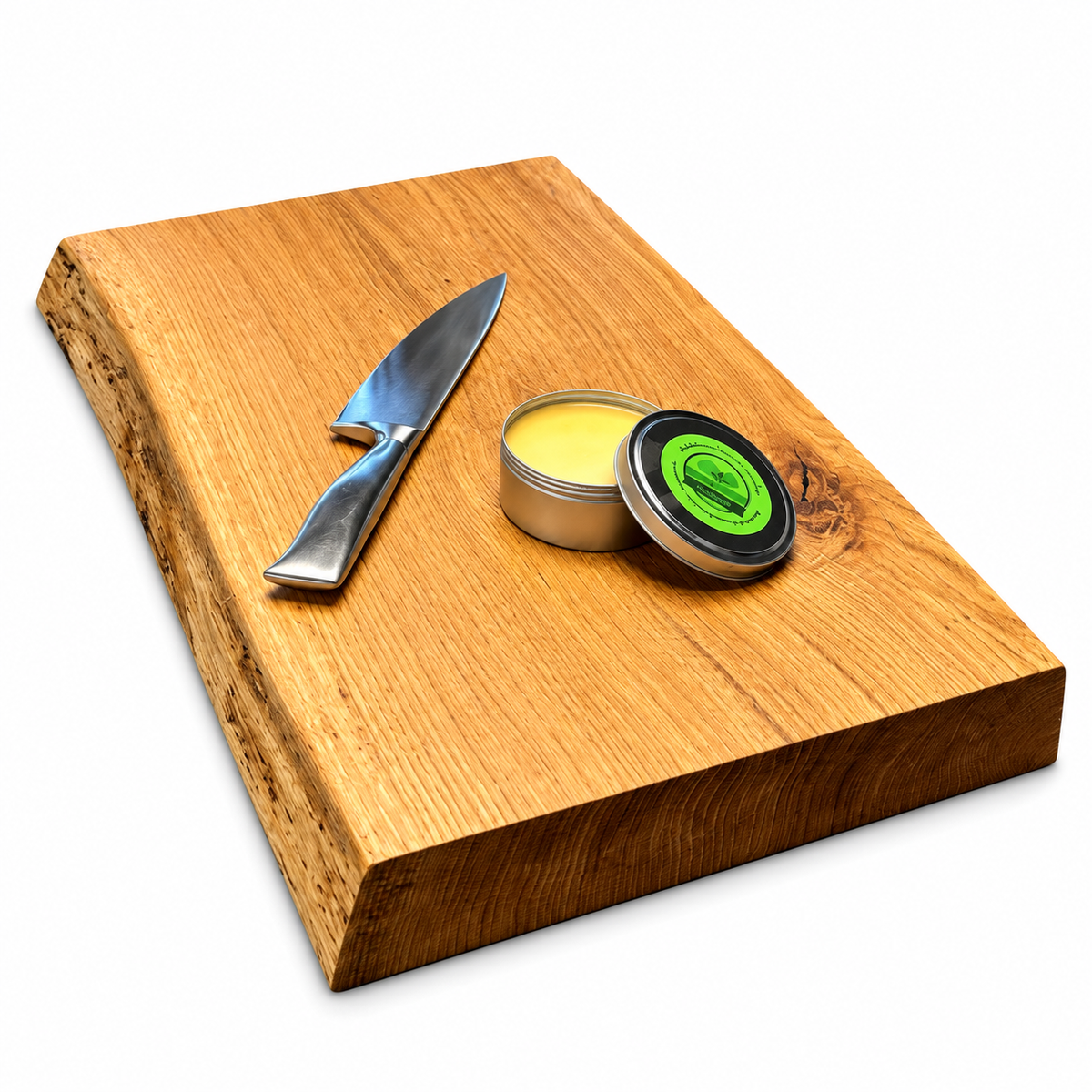 Handmade Solid Oak Cutting Board with Live Edge – 5 cm Thick
